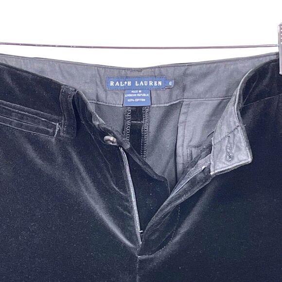 RALPH LAUREN Black Velvet Straight-Leg Pants Size 6 Dressy Evening Party - Picture 2 of 12